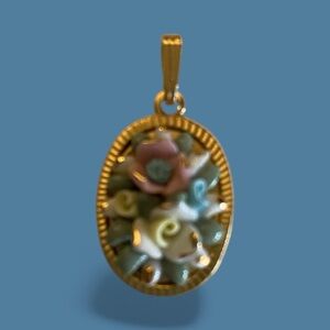 Floral Pendant with Gold Accents